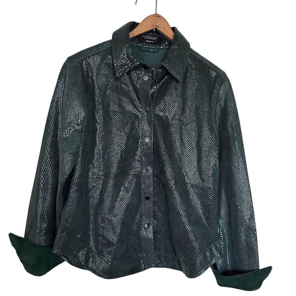 Scotch & Soda Women’s Smart Tarte Reptile print Green Goat Suede jacket Small